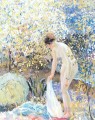 Cherry Blossoms Impressionist women Frederick Carl Frieseke